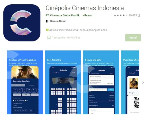 aplikasi beli tiket bioskop Cinepolis Indonesia