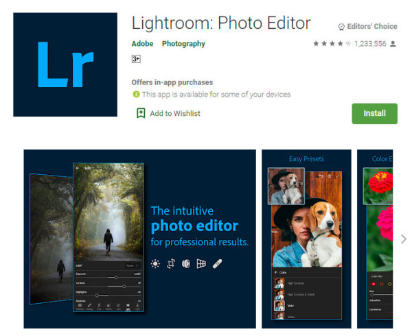 aplikasi edit foto terbaik dan terlengkap gratis Adobe Lightroom